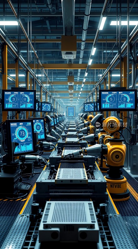 智能工厂生产线机器人操作科技感十足