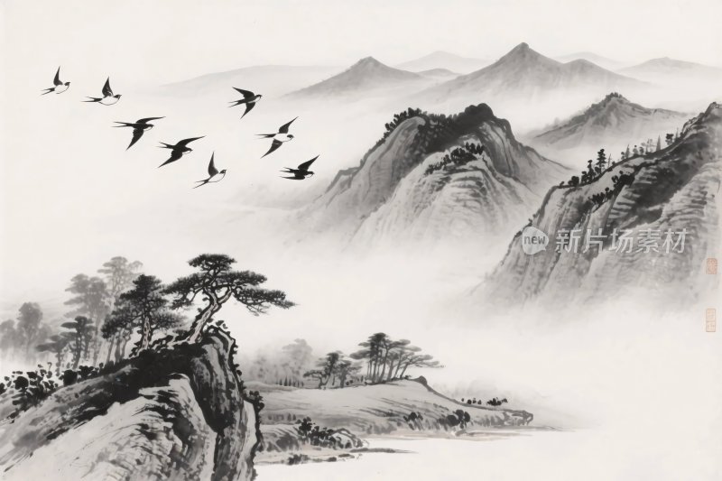 中国水墨山水风景画