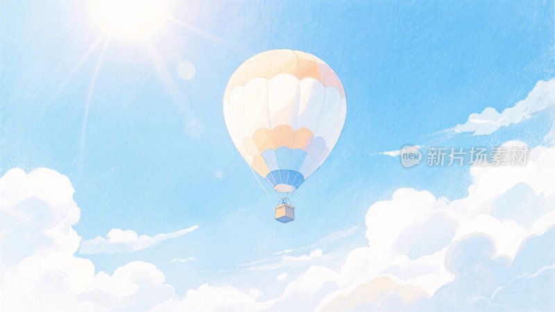 蓝天热气球插画