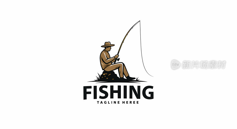 钓鱼标志插画