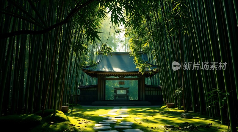 竹影斑驳古寺静