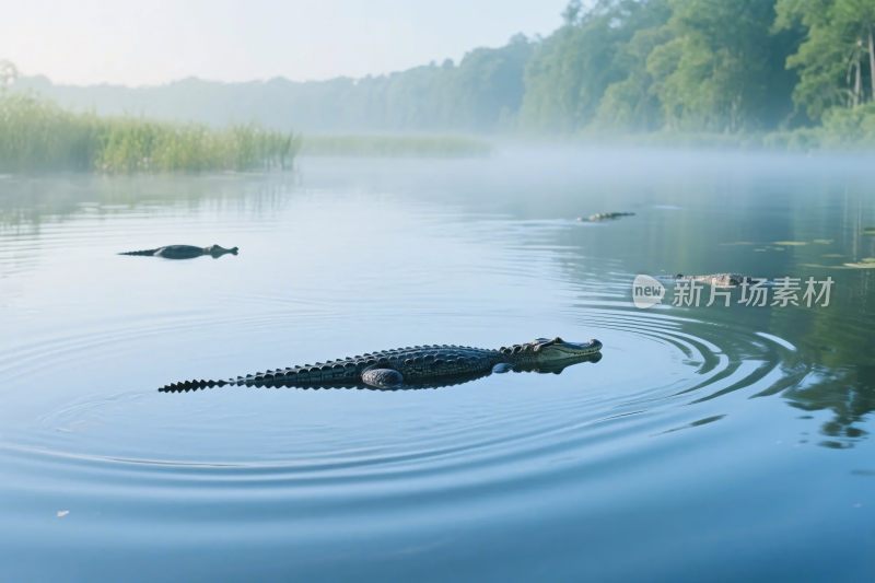 鳄鱼水面游动