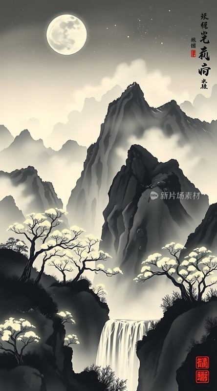 月下山水画境