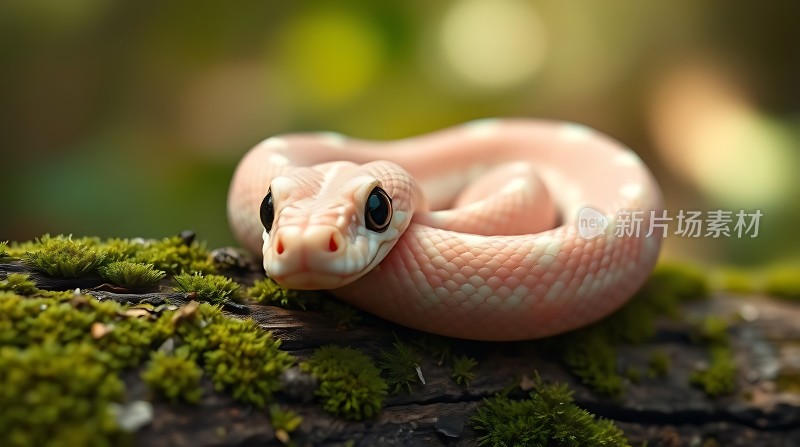 粉红蛇在青苔上