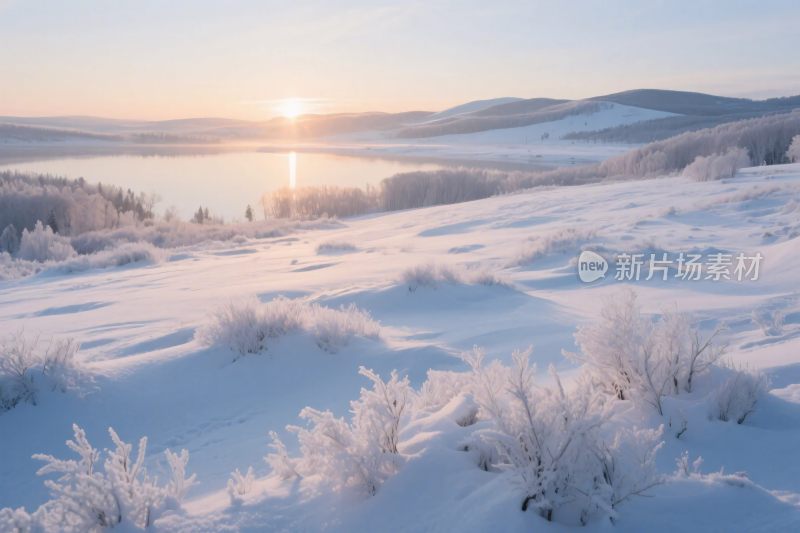 冬日雪山雪景风光