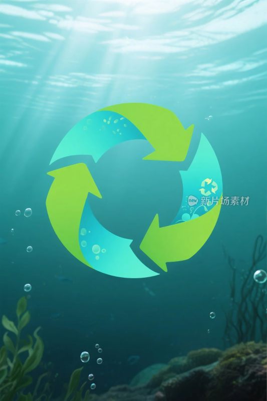水下循环箭头插画