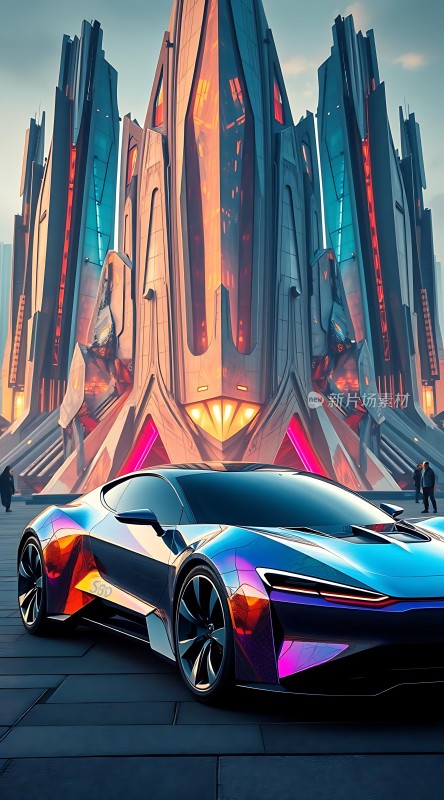 未来都市炫彩跑车
