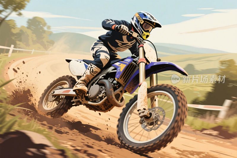 摩托车手在赛道驰骋