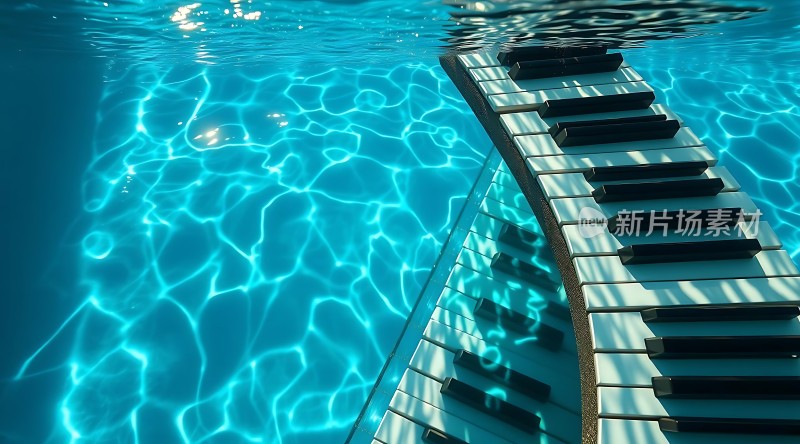 钢琴键与水波纹的结合