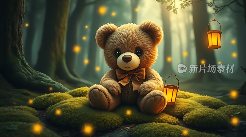 萤光小熊夜游森林