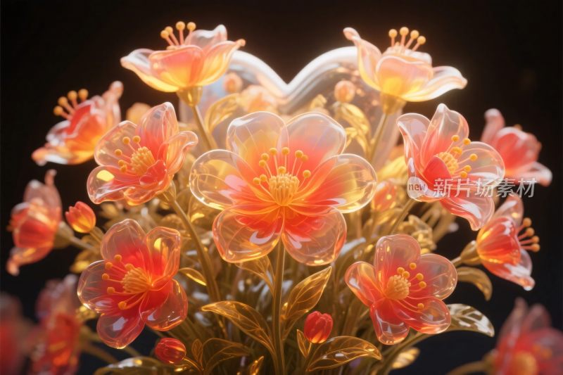 金色花卉艺术插画