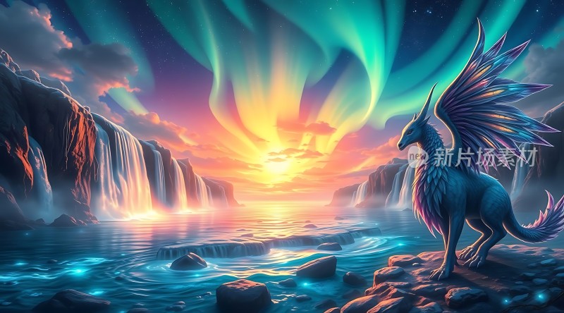 极光下的神秘龙影