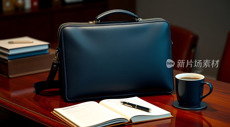 商务办公必备手提包、笔记本和咖啡