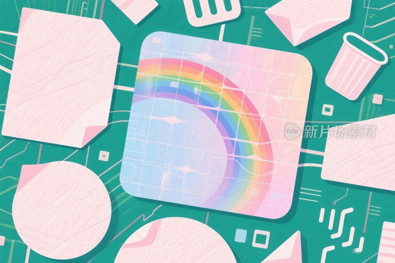 多彩几何彩虹插画