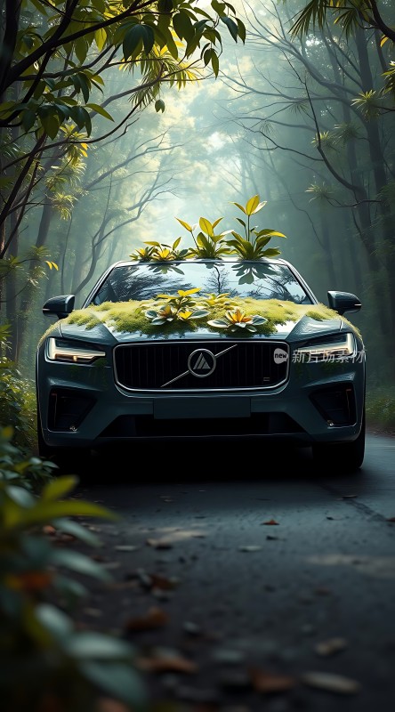 森林秘境中的绿色座驾