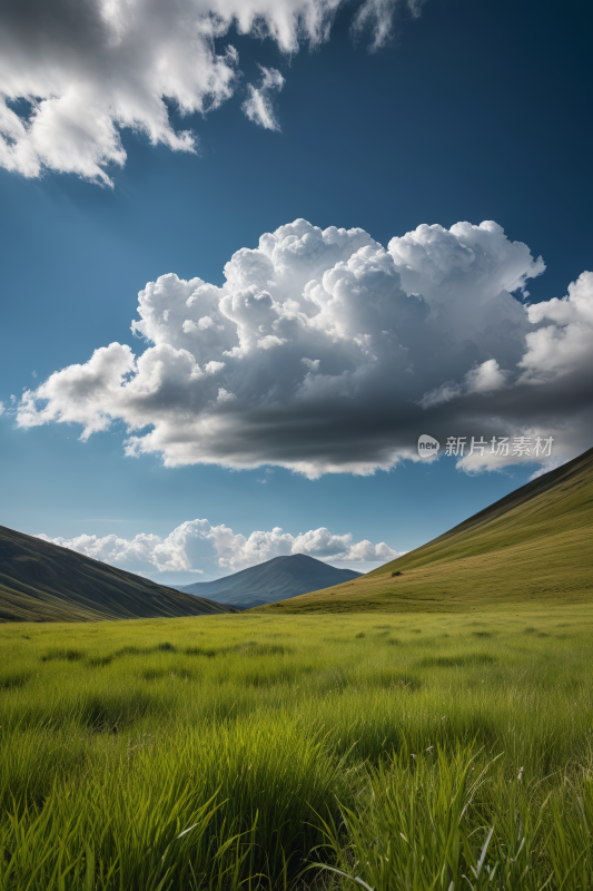 一片草地高山清风景图片