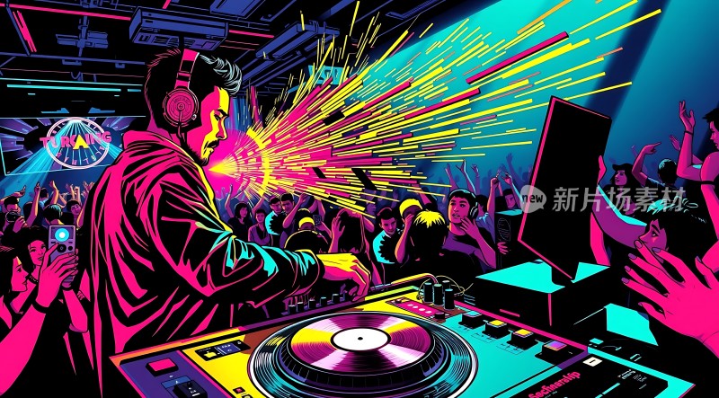 电音派对DJ掌控节奏观众热情高涨