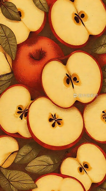 红苹果与绿叶的完美结合