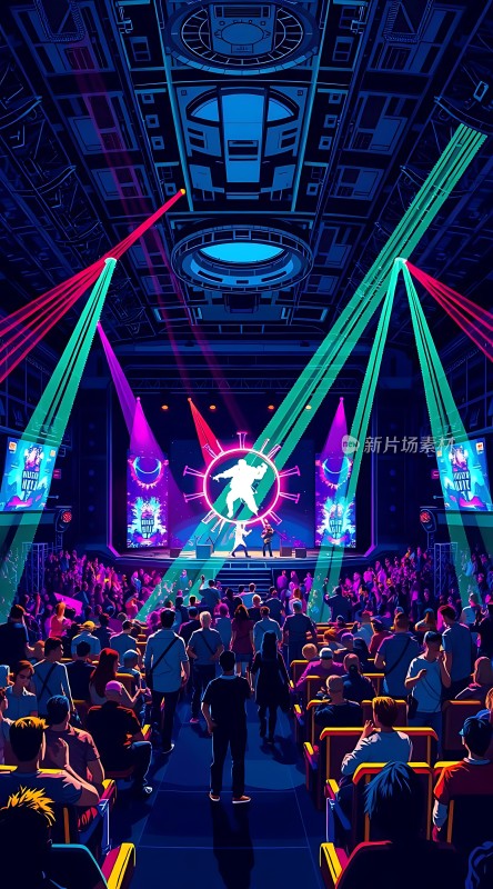 舞台灯光秀观众席与炫目表演