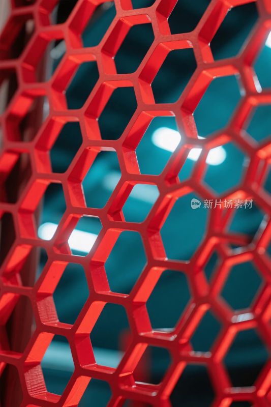 红色六边形网格背景