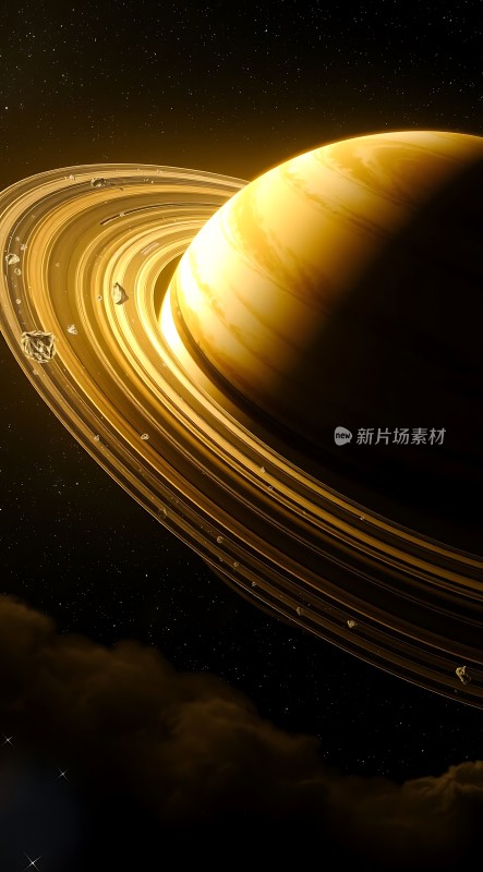 金色星环环绕神秘行星
