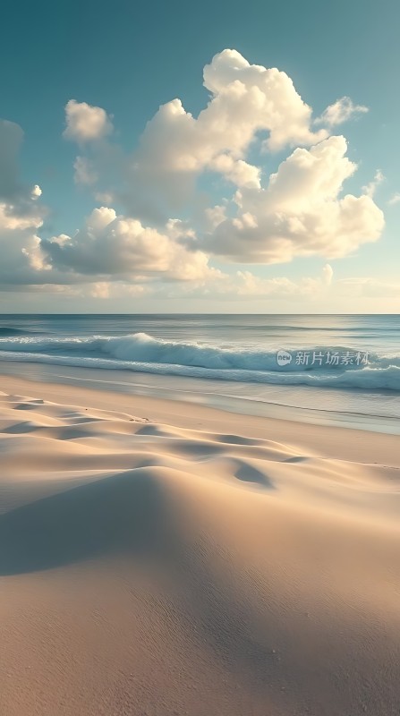 阳光下的沙滩与海洋