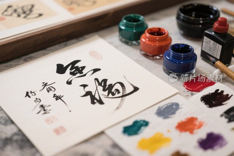 书法文房创作场景