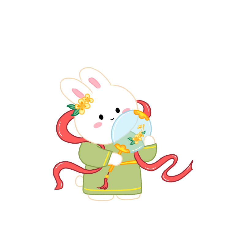 可爱国风持扇子的小兔子插画