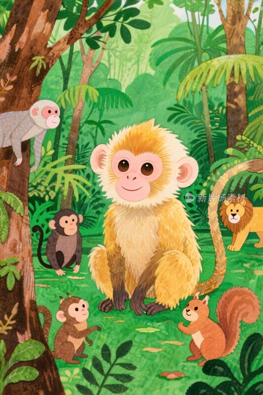 森林里的动物插画