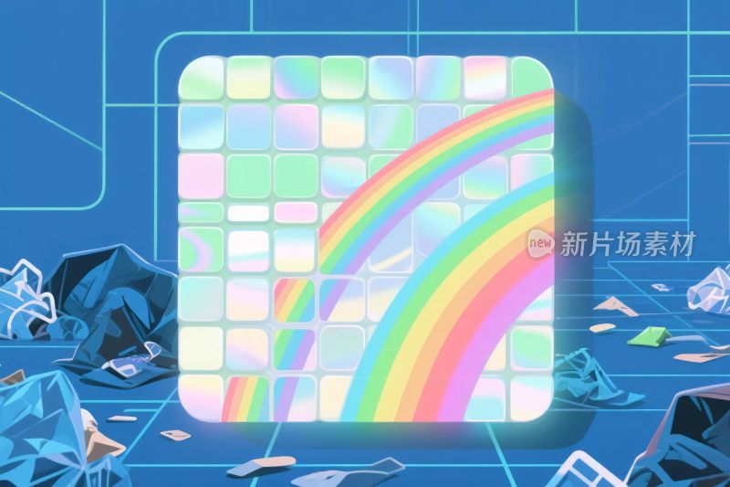 彩虹方块科技插画