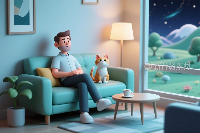 温馨室内插画场景