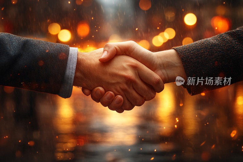 两人握手的温馨场景