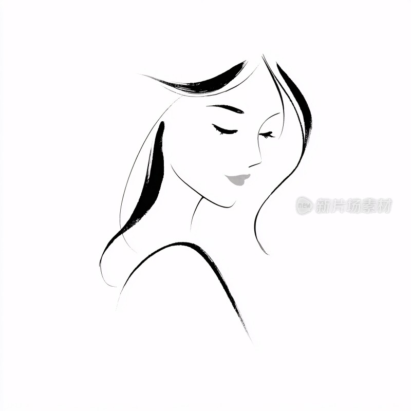 简约线条勾勒的女性侧脸