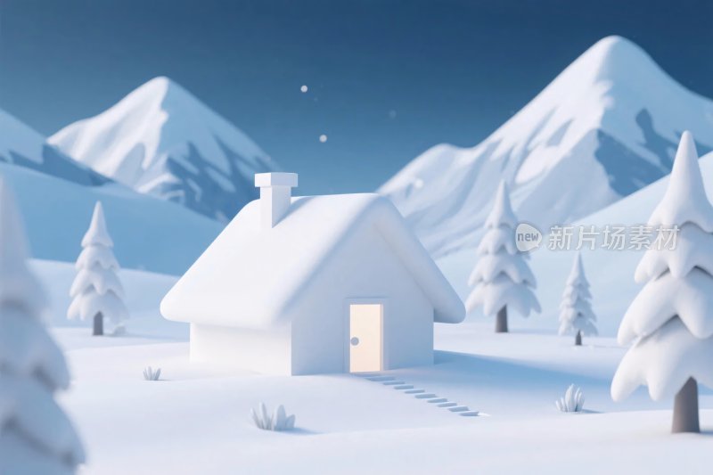 冬季雪屋雪山风景