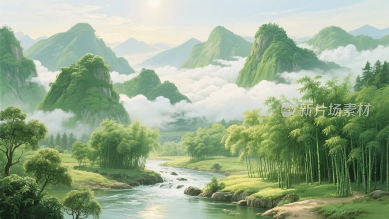 山水风景插画