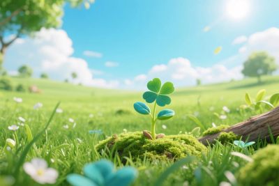 清新自然四叶草插画