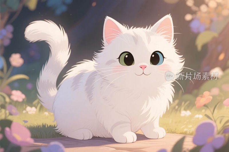 可爱白猫插画