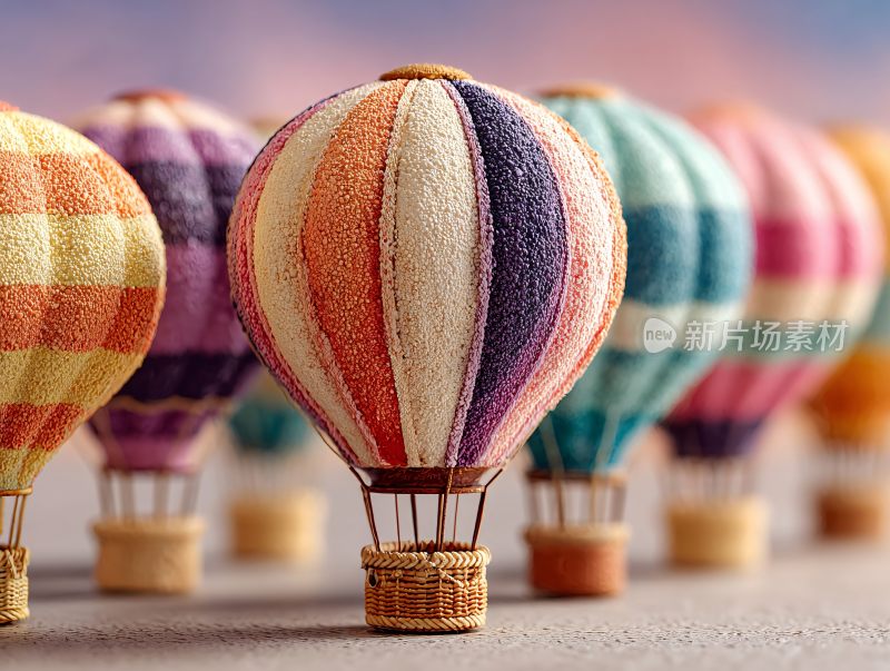 多彩毛绒热气球排列画面