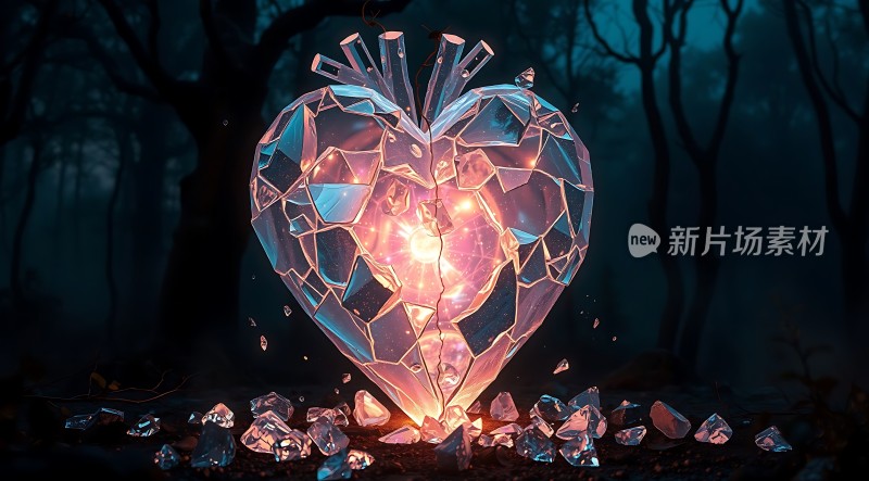 破碎的心形水晶