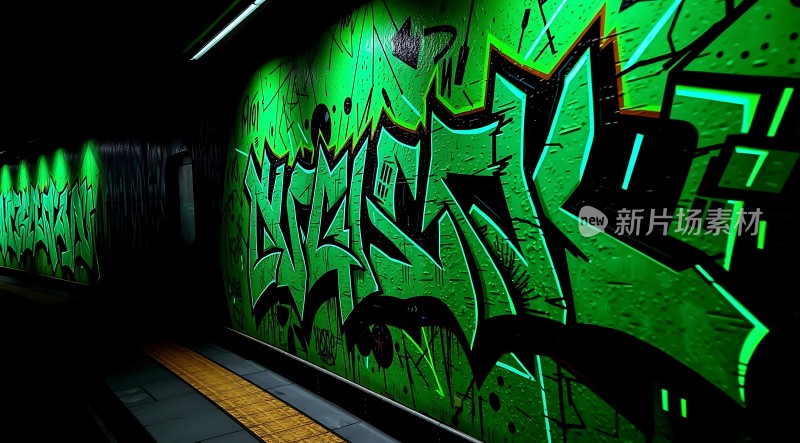 绿色涂鸦隧道艺术