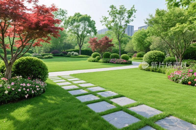 园林景观草坪步道