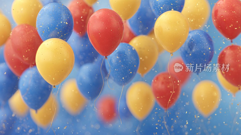 彩色气球在空中飘浮