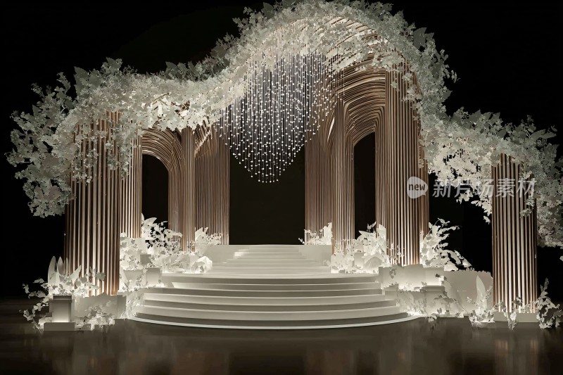 梦幻白色婚礼舞台场景