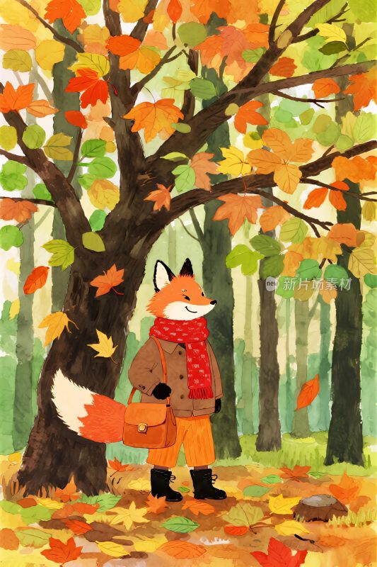 秋日树林里的狐狸