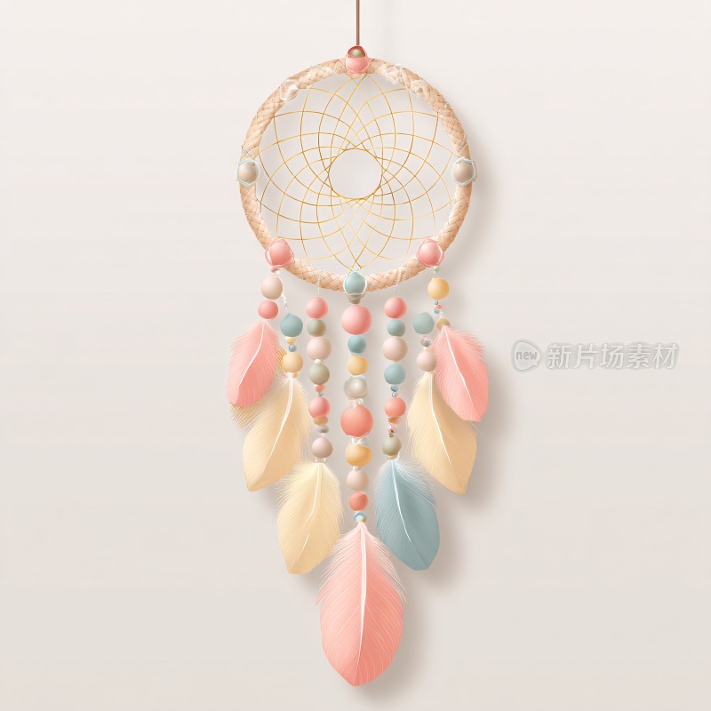 梦幻彩色捕梦网插画