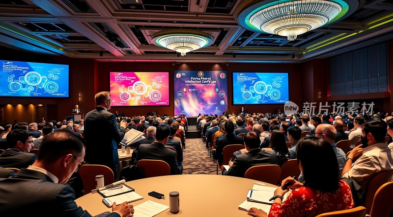 商业会议现场观众专注聆听演讲