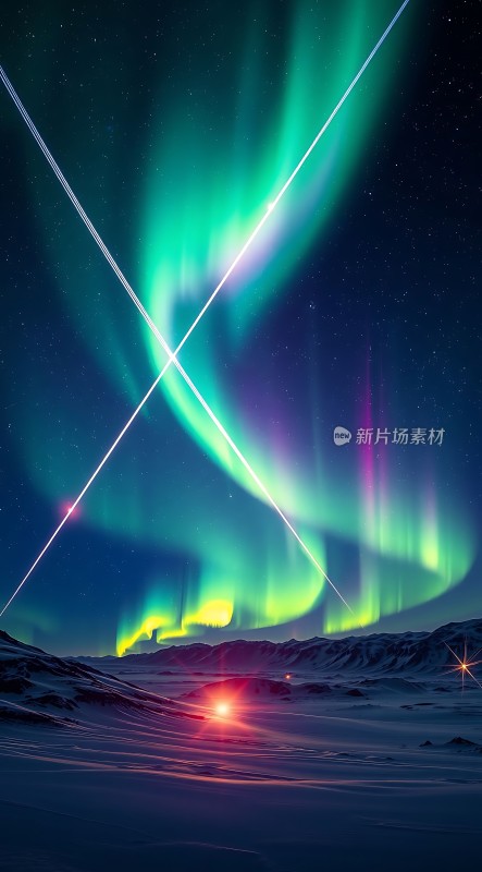 极光之夜冰雪与星空的交响曲