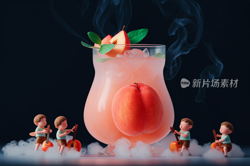 水蜜桃桃子微观摄影桃汁创意背景