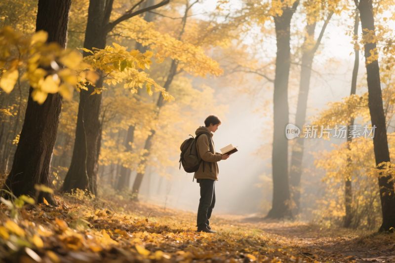 秋日森林漫步场景