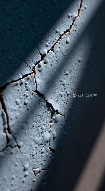 阳光下的裂纹墙面